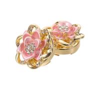 Holibanna 2pcs Rose Shape Button Covers Clip for Women, Detachable No Sew Rhinestone Decorative Shirt Accessories, Alloy Material, Elegant Pink Design for Daily Occasions and Crafting