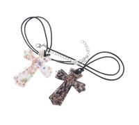 Holibanna 2pcs Sands Cross Necklace Cross Crystal Pendant Christian Pendant Charms Necklace for Jewelry Making Charm Crystal Pray Christian Glass