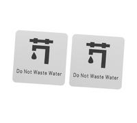 Holibanna 2pcs Self Adhesive Water Conservation Sign Sticker for Kitchen Sink and Bathroom Aluminum Save Water Label Warning Notice