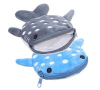 Holibanna 2Pcs Shark Coin Pouch Plush Zipper Wallet for Boys Cute Portable Coin Purse Grey for Change Keys and Essentials