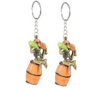 Holibanna 2pcs Skull Keychains for Men Funny Car Keychain Accessories Unique Rubber Pendant for Bag Purse Decor Eye Catching Halloween Key Rings Portable Key Decor