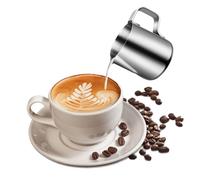 Holibanna 2pcs Stainless Steel Milk Frothing Jug Lightweight Latte Pourer for Home Kitchen Cappuccino Coffee with Chic Design and Easy to Clean Dishwasher Safe Cups