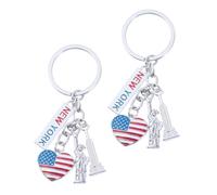 Holibanna 2pcs Statue of Liberty Keychains American Flag Design Independence Day Souvenir Keyring for Veterans Day July Celebrations Travel for Patriotic Moments