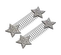 Holibanna 2PCS stretchable invisible hair fixer comb rhinestone star pattern sidecomb silver hair tool holder for versatile styling