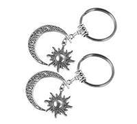 Holibanna 2pcs Sun Shaped and Moon Shaped Metal Keychains Vintage Style Decorative Bag Pendant Accessories for Women Car Keys and Bag Hanging Charm