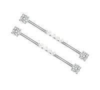 Holibanna 2pcs Titanium Steel Industrial Piercing Earrings Cartilage Barbell with Beads Comfortable Ergonomic Fit for Women Men Multipiercing Jewelry
