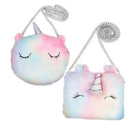 Holibanna 2pcs Unicorn Bag for Girls Plush Crossbody Purse Fine Details Light Weight Multi-use for School Shopping Parties