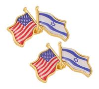 Holibanna 2pcs Usa Israel Flag Lapel Pin - United States Israeli Friendship Pin Badge - Zinc Alloy American Lapel Brooch For Suit Backpack Hat Jacket - Friends