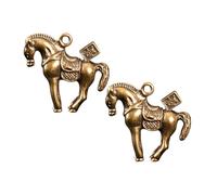 Holibanna 2Pcs Vintage Brass Horse Pendant Keychain Retro Solid Brass DIY Small Horse-shaped Key Ring Ornaments Antique Style for Crafting Unique Decorative Accessories