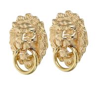 Holibanna 2pcs Vintage Brass Lion Head Door Knocker Antique Chinese Style Cabinet Handles with Smooth Polished Finish Comfortable Grip Decorative Hardware for Bedroom Kitchen Furniture