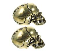 Holibanna 2pcs Vintage Brass Skull Charms for Jewelry Making with Hole Gothic Halloween Beads for DIY Bracelets and Unique Keychain Crafting Accessories