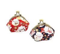 Holibanna 2pcs Vintage Fortune Cat Coin Purse Cute Storage Bag for Lipsticks Change and Essentials Japanese Style Design for Girls and Women