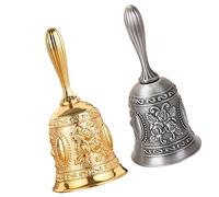 Holibanna 2pcs Vintage Hand Bell for Restaurant Service and Classroom Use Rose Gold Antique Finish Clear Crisp Sound Dining Bells for Bar School Wedding Gift Ornament