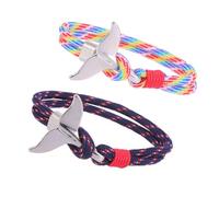 Holibanna 2pcs Whale Tail Bracelets for Men Women Nautical Survival Rope Chain Wrist Bands with Metal Hook Handmade Paracord Bangle for Casual Outdoor and Everyday Wear