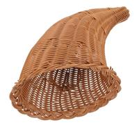 Holibanna 2PCS Wicker Basket Woven Ox Horn Shaped Cornucopia Centerpieces Cornucopia Basket for Autumn Fall Thanksgiving Christmas Decorations Centerpieces (Style 1)