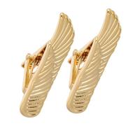 Holibanna 2Pcs Wing Shaped Tie Clips for Men Elegant Slip Necktie Clasp Stylish Business Suit Accessories for Meetings Weddings Sophisticated Wing Motif Design