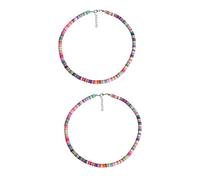 Holibanna 2pcs Woman Necklace Beach Leisure Chain Clay round Pieces Necklace Pendant Clay Pendant Decor