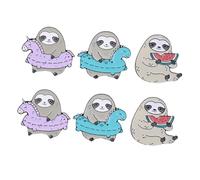 Holibanna 2sets Cute Cartoon Sloth Brooch Fun Animal Badge Pins for Clothes Accessories Lightweight Durable Design for Friends Family 6pcs*2