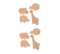 Holibanna 2sets Wood Animal Wall Hooks Cute Nursery Decorative Coat Hooks for Hanging Clothes Hats and Bags Adorable Wild Animal Designs Lion Elephant Giraffe Hippo 4pcs*2