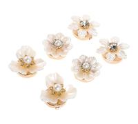 Holibanna 3 Pairs Pearl Rhinestone Flower Cufflinks for Women Elegant French Shirt Sleeve Buttons Sophisticated Formal Jewelry Accessories for Dresses and Suits