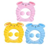Holibanna 3 Pcs Shower Hats Adjustable Eva Bathing Caps with Drainage Brim Eye and Ear Protection for Pink Yellow Blue Set