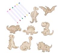 Holibanna 3 Sets Dinosaur Painting Unfinished Wood Cutouts for DIY Coloring Creative Fun for Home School Activities for and Party Decorations
