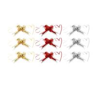 Holibanna 30pcs Organza Pull Bow Ribbons Wrap Bows Decorative Flower Ornaments in Gold, Red, Silver for Wedding, Valentine's Day, Present Packaging and Party Decorations