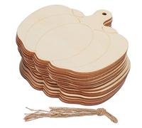 Holibanna 30pcs Unfinished Pumpkin Wood Slices Decorative Craft Cutouts for Halloween Party Creative Wood Chips for Boys and Girls Projects Rustic Fall Decorations Easy to Paint
