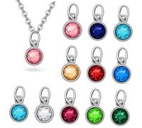 Holibanna 36pcs Mixed Color Stainless Steel Birthstone Rhinestone Charms DIY Jewelry Pendants for Necklace Bracelet Craft Making