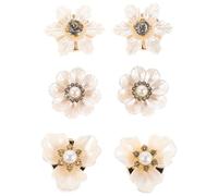 Holibanna 3pairs Pearl and Diamond Cufflinks Flower Design Shirt Cuff Links Elegant Rhinestone Cufflinks for Women Removable Fashion Accessories for Suits