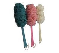 Holibanna 3pc Long Handle Bath Flower Scrubber Body Brush Exfoliating Shower Ball Mesh Gauze Scrubber for Bath Sponge Use in Shower
