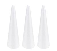 Holibanna 3Pcs 30CM Craft Foam Tree Cones for DIY Arts and Crafts White Foam Cone Foam Cones for DIY Christmas Tree Holiday Craft Project Decor