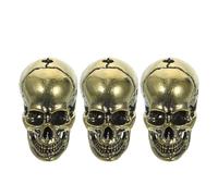 Holibanna 3pcs Antique Brass Skull Charm - Steampunk Pendant Decor - Miniature Halloween Prop - Rustic Tabletop Ornament for Gothic Jewelry Making Displays