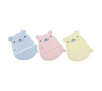 Holibanna 3pcs Baby Bath Mitts Cartoon Animals Design for Toddlers, Soft Foam Body Scrubbing Gloves, Portable Baby Shower Supplies in Yellow, Blue, and Pink