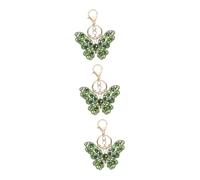 Holibanna 3pcs Butterfly Keychain Sparkling Rhinestones Crystal Pendant for Bag Decoration and Keyring Accessory for Women and Girls Green
