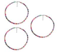 Holibanna 3pcs Clay and Metal Necklace Hippy Style Beach Jewelry Round Beaded Choker Lightweight Necklace