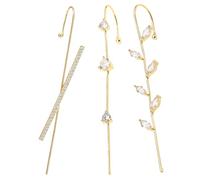 Holibanna 3Pcs Cuff Earrings for Women and Teen Durable Climber Ear Wraps with Snake Shape Design Comfortable Non Piercing Jewelry for Birthdays and Celebrations
