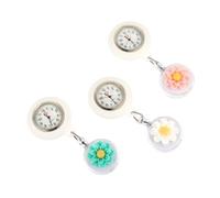Holibanna 3pcs Cute Cartoon Flower Nurse Fob Watches with Silicone Cover for Women Retractable Clip Design Lightweight Easy Viewing Nurses and Healthcare Professionals