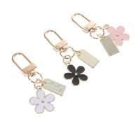 Holibanna 3Pcs Daisy Flower Keychains with Charm Design for Bags Backpacks and Earphone Cases Lightweight Hanging Ornaments in Pink White and Black Festive Decorative Accessories for Women