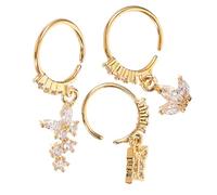 Holibanna 3Pcs Dangle Nose Rings with Rhinestones Nose Piercing Jewelry for Women Stainless Steel Eye Catching Decor present for Birthdays and Special