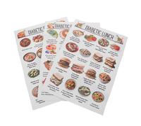 Holibanna 3pcs Diabetic Food Chart Poster Set for Kitchen Wall Visual Low Diet Meal Planner Grocery List for Diabetes Prediabetes Food Guide Step Healthy Eating Support for Family