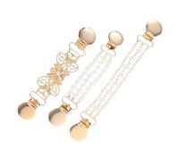 Holibanna 3pcs Faux Pearl Collar Clips for Women Vintage Cardigan Cinch Chains with Strong Alloy Clasp Dress and Sweater Brooches Shawl and Scarf Waist Cinch Accessories