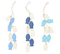 Holibanna 3pcs Fish Hanging Decor Ocean Theme Wall Art Ornament Set for Living Room Decoration Mediterranean Style Pendant for Home Aesthetic