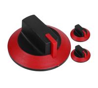 Holibanna 3pcs Gas Stove Replacement Knobs, Red Plastic Rotary Control Switch for Kitchen Cooktop, Bbq and Outdoor Heater Parts, Compatible Gas Range Stove Accessories