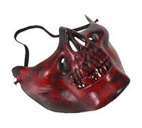 Holibanna 3Pcs Halloween Scary Skeleton Half Face Masks, Red Vintage Skull Cosplay Headgear for Zombie Costume and Carnival Party