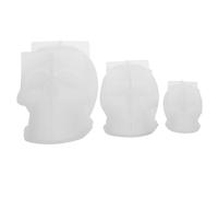 Holibanna 3pcs Halloween Skull Silicone Molds Resin Casting Mold for Candle Wax Clay Soap DIY Skeleton Decor Realistic Skull Head Design for Festive Party and Home Decorations