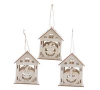 Holibanna 3pcs Halloween Supply Home Decor Halloween Supplies Pumpkin Ornament Decor for Holiday Wooden DIY Pendant Micro House Mini House Ornament