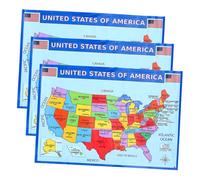 Holibanna 3pcs Laminated Usa Map Poster Educational Geography Wall Chart with Detailed States and Cities for Classroom Bedroom Decor Fade-resistant United States Learning Tool