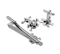 Holibanna 3pcs Men S Gothic Skull Tie Clip and Cufflink Set Alloy Necktie Accessories Handpolished for Business Casual Weddings Parties