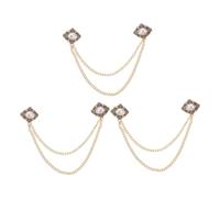 Holibanna 3pcs Mens Suit Brooch Pin with Hanging Chain and Fake Pearl Detail Vintage Lapel Collar Clips for Formal Occasions Durable Retro Accessories Enhancing Gentleman Style